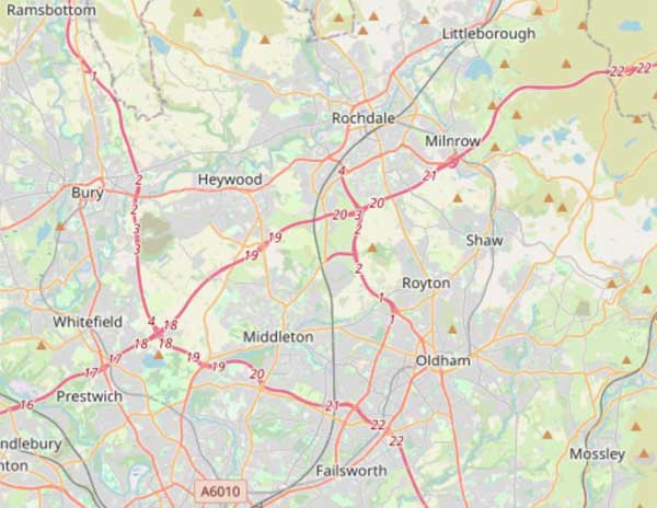 Oldham Rochdale Map
